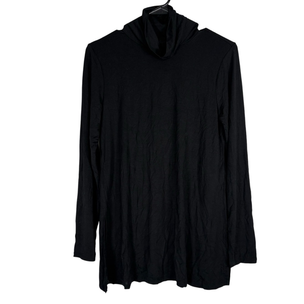 Cable & Gauge Women’s Small Black Turtleneck Long Sleeve Shirt Side Slits New